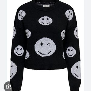 Only Our Story Wink emoji print sweater